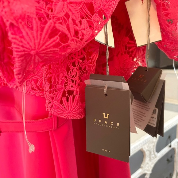 NWT $485 Space Style Concept Azalea Pink Lace Crop Top Detail Dress Jumpsuit - Picture 4 of 13